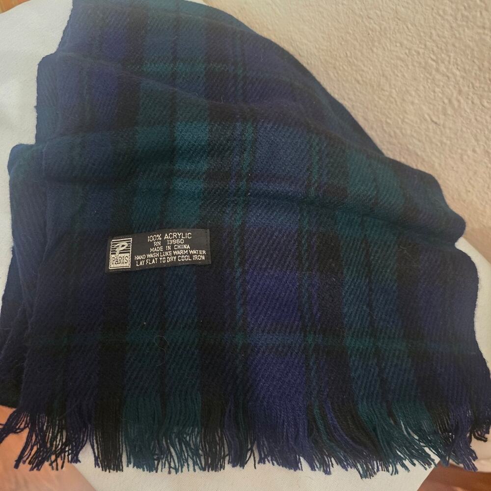 Paris Blue and Green Plaid Scarf! PRELOVED!
